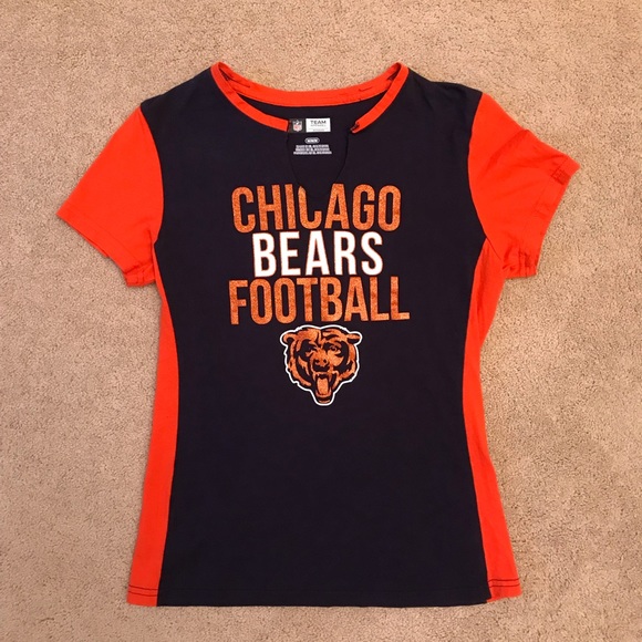 NFL Tops - Chicago Bears Womens Short Sleeve Tee Size Medium NFL Team Apparel Orange Blue